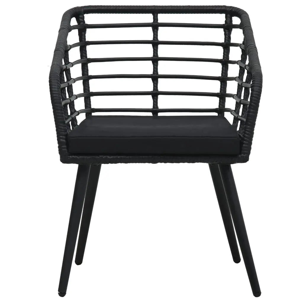 3 Piece Bistro Set Poly Rattan Black at Set Shop and Smile