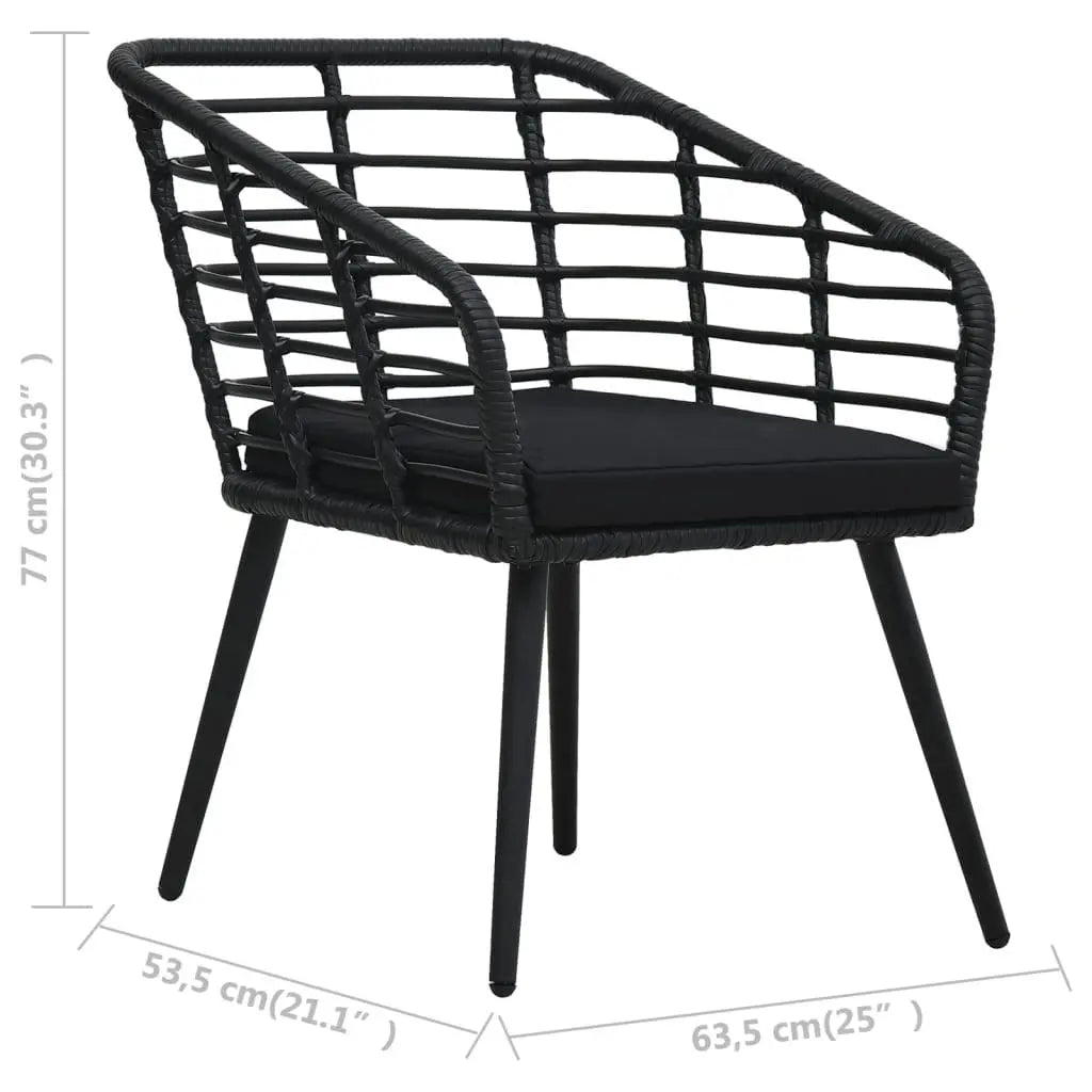 3 Piece Bistro Set Poly Rattan Black at Set Shop and Smile