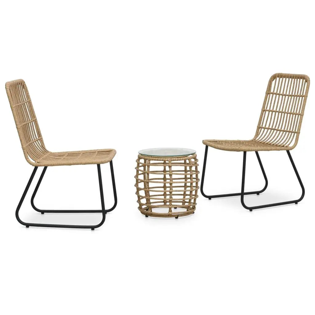 3 Piece Bistro Set Poly Rattan Oak at Set Shop and Smile