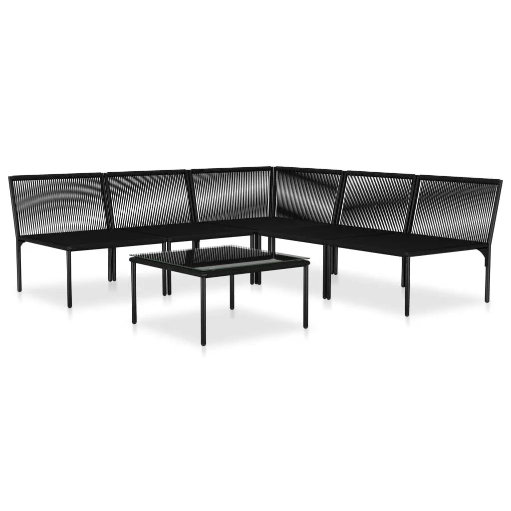 6 Piece Patio Lounge Set with Cushions Black PVC at Set Shop and Smile