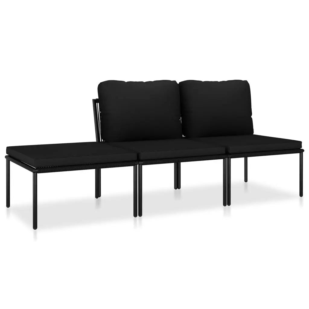 3 Piece Patio Lounge Set with Cushions Black PVC at Set Shop and Smile