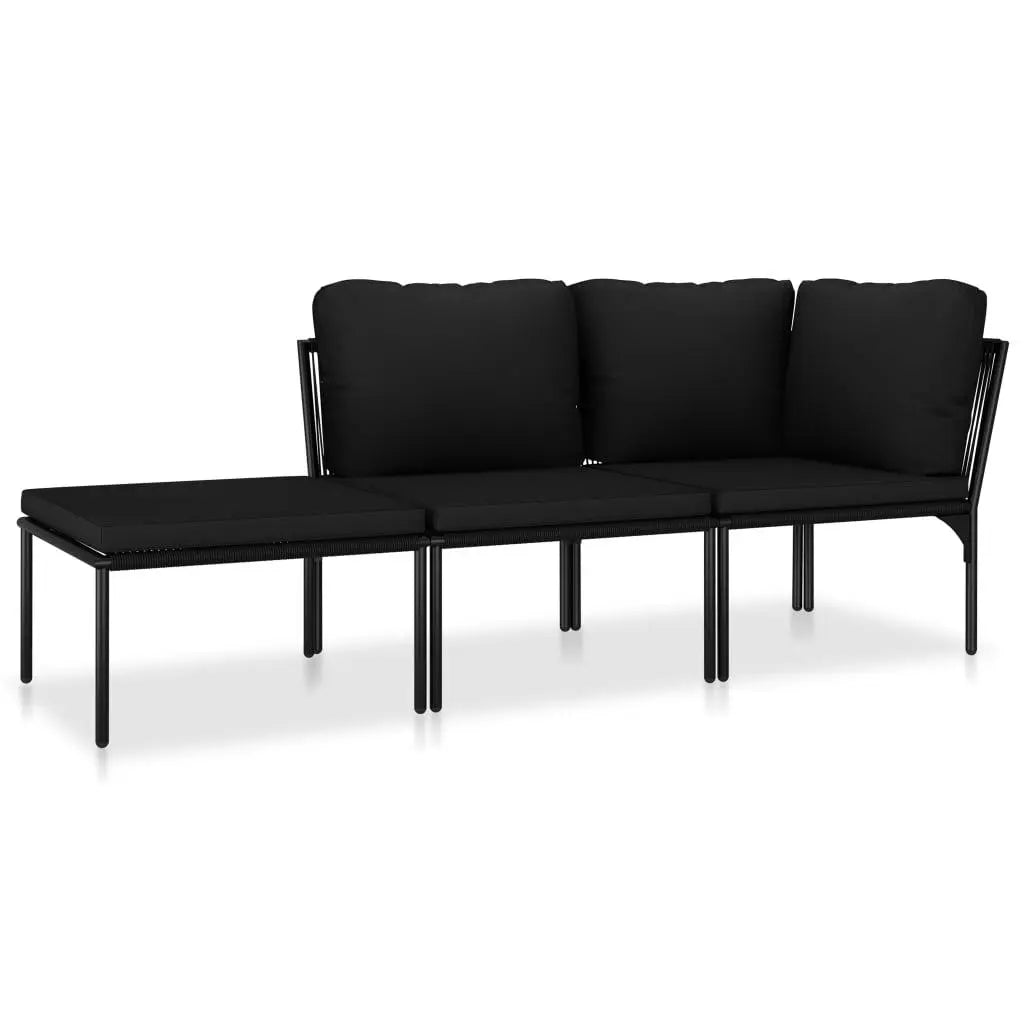 3 Piece Patio Lounge Set with Cushions Black PVC at Set Shop and Smile