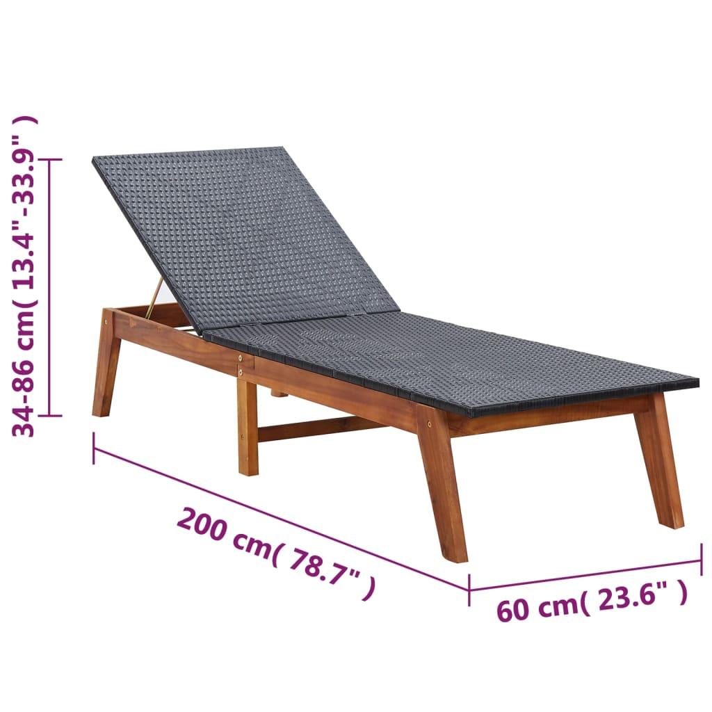 Sun Lounger with Table Poly Rattan and Solid Acacia Wood at Set Shop and Smile