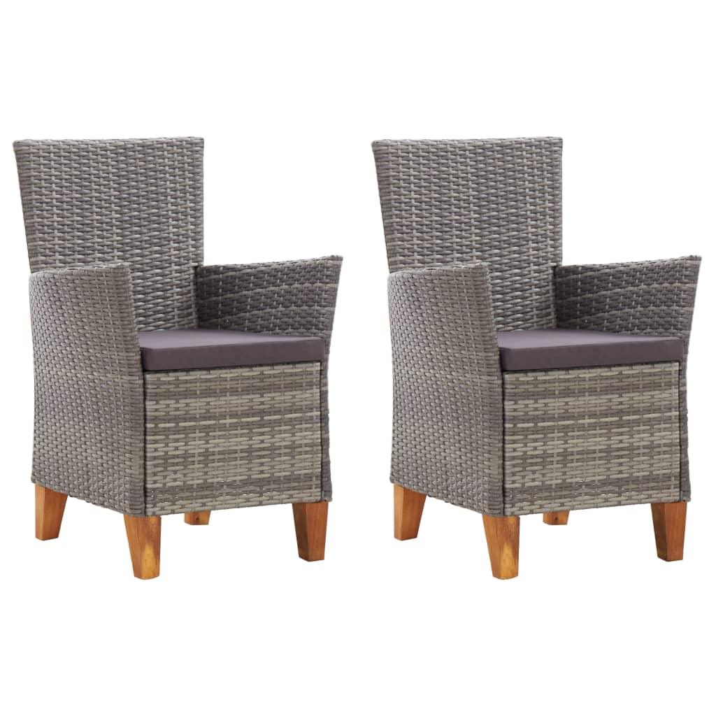 Patio Chairs 2 pcs with Cushions Poly Rattan Gray at Set Shop and Smile