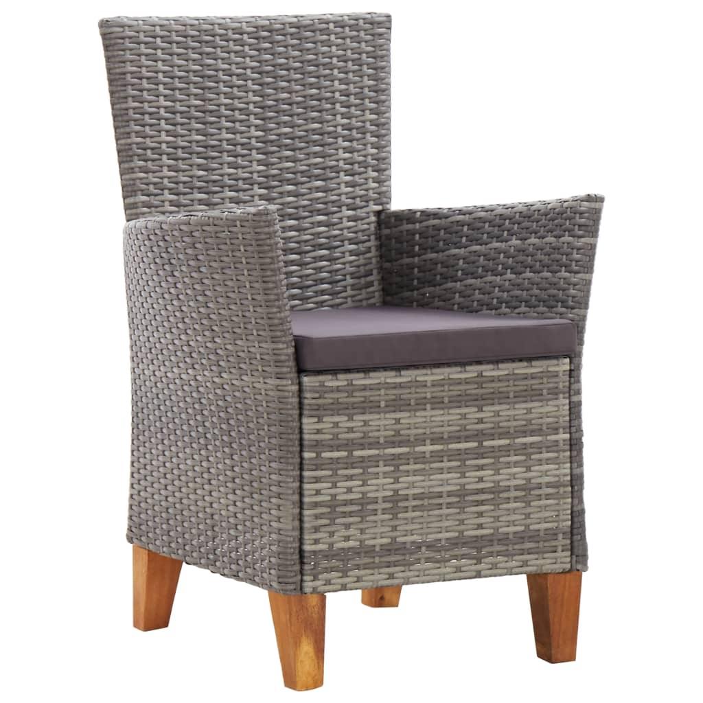 Patio Chairs 2 pcs with Cushions Poly Rattan Gray at Set Shop and Smile