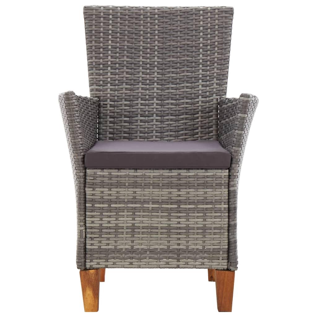 Patio Chairs 2 pcs with Cushions Poly Rattan Gray at Set Shop and Smile