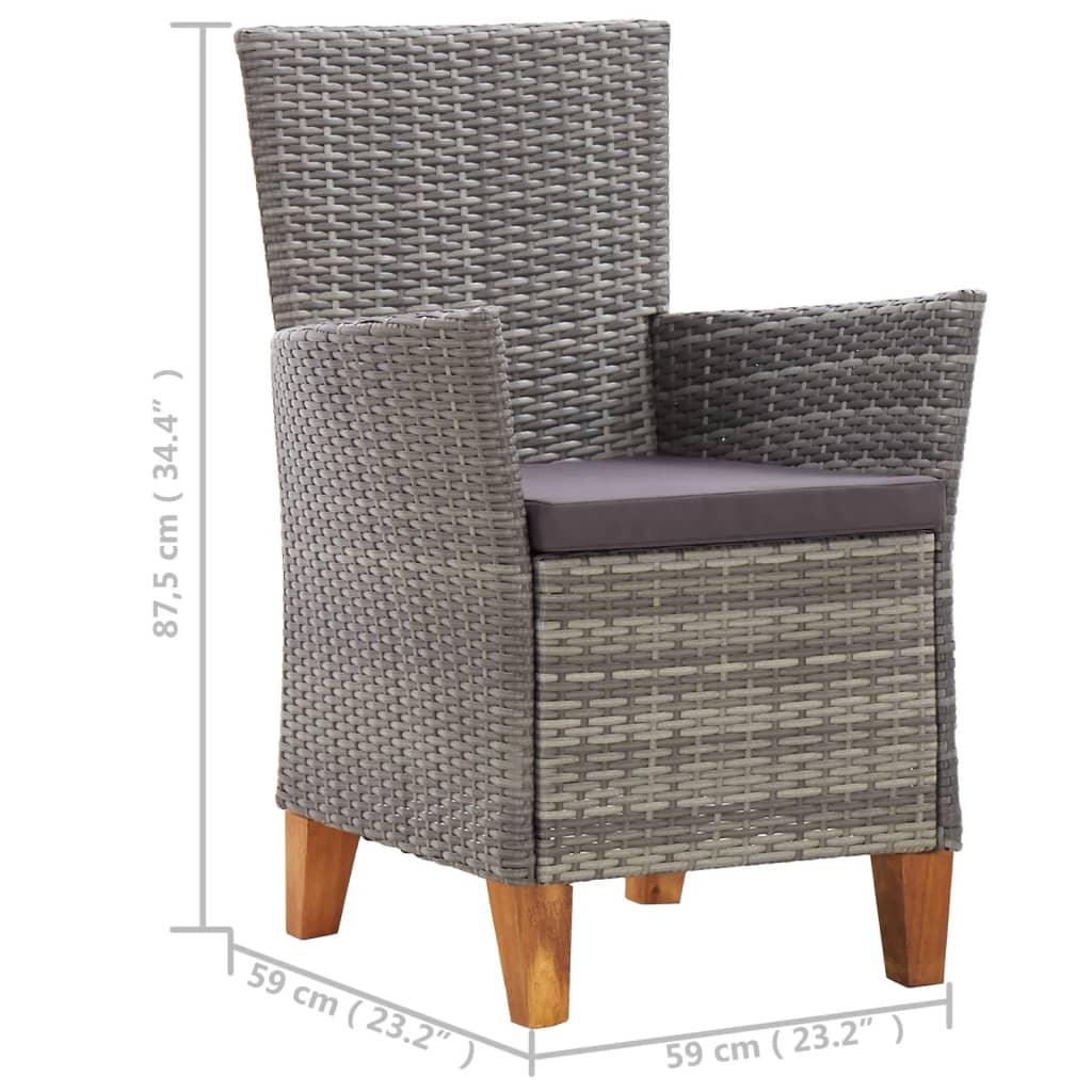 Patio Chairs 2 pcs with Cushions Poly Rattan Gray at Set Shop and Smile
