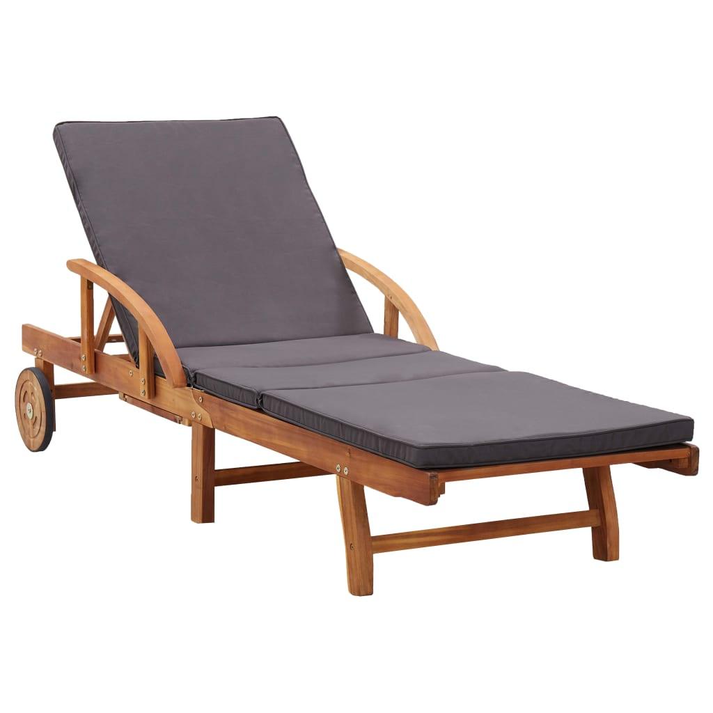Sun Lounger with Cushion Solid Acacia Wood at Set Shop and Smile