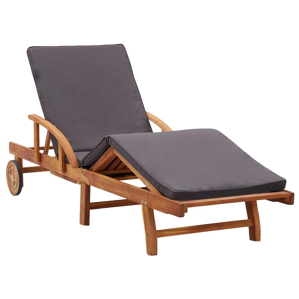 Sun Lounger with Cushion Solid Acacia Wood at Set Shop and Smile
