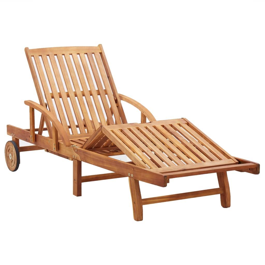 Sun Lounger with Cushion Solid Acacia Wood at Set Shop and Smile