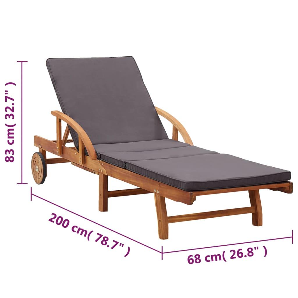 Sun Lounger with Cushion Solid Acacia Wood at Set Shop and Smile