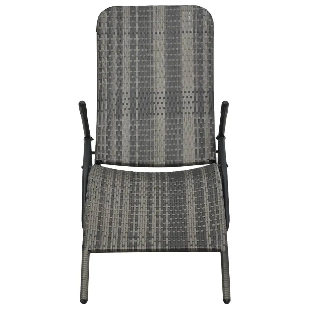 Folding Sun Lounger Poly Rattan Gray at Set Shop and Smile