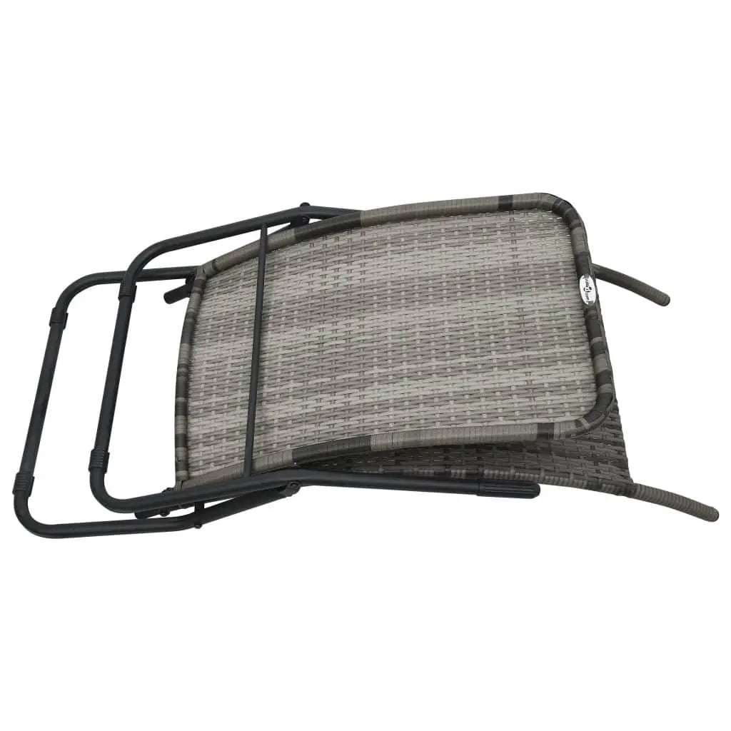 Folding Sun Lounger Poly Rattan Gray at Set Shop and Smile