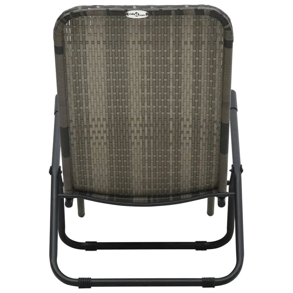 Folding Sun Lounger Poly Rattan Gray at Set Shop and Smile