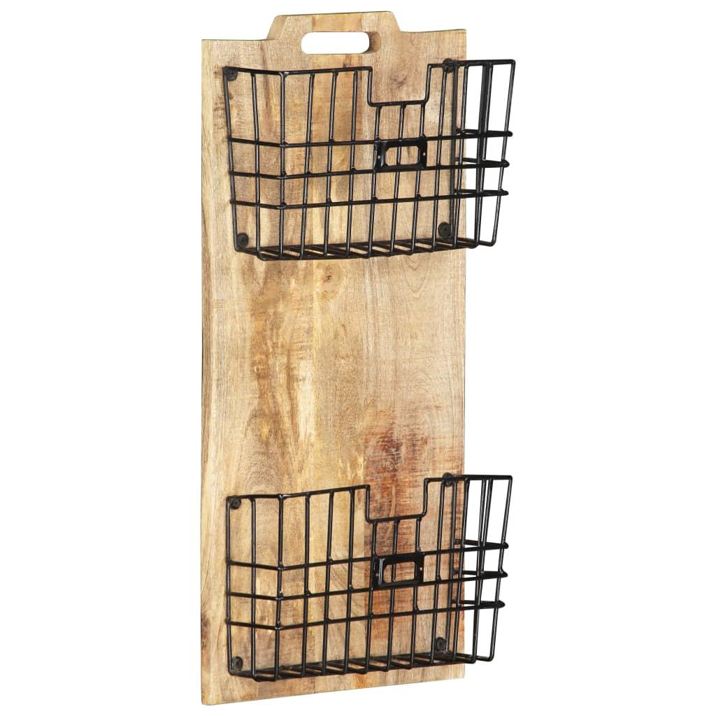 Wall-mounted Magazine Rack 13"x3.9"x26.4" Solid Rough Mango Wood at Set Shop and Smile