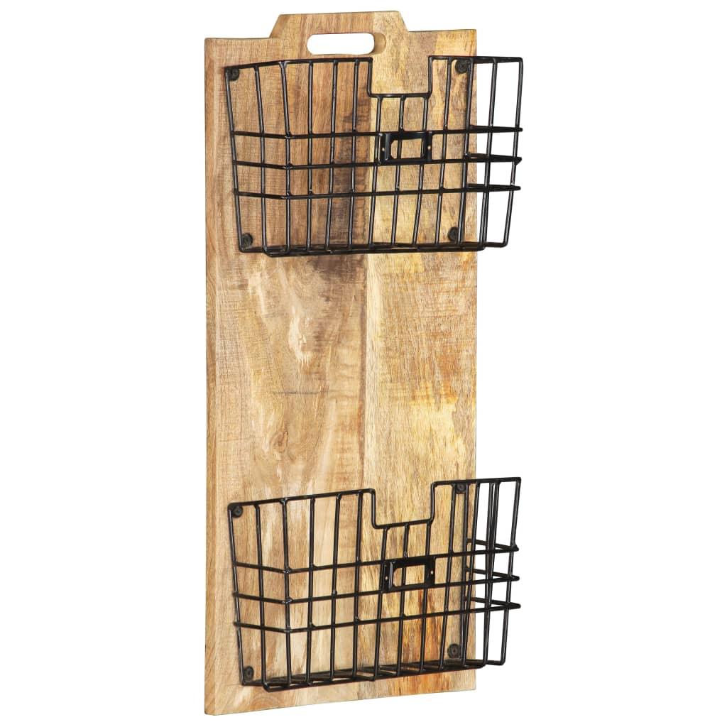 Wall-mounted Magazine Rack 13"x3.9"x26.4" Solid Rough Mango Wood at Set Shop and Smile