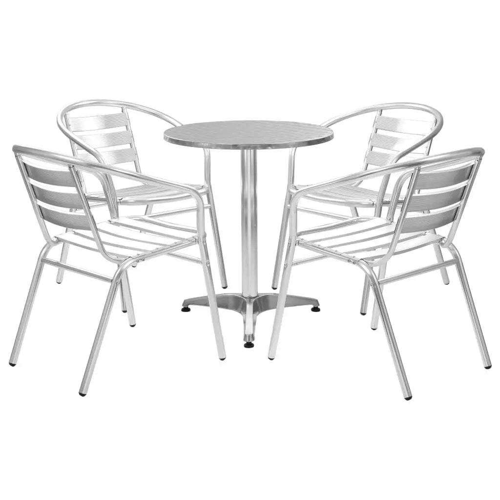 5 Piece Patio Dining Set Aluminum Silver at Set Shop and Smile