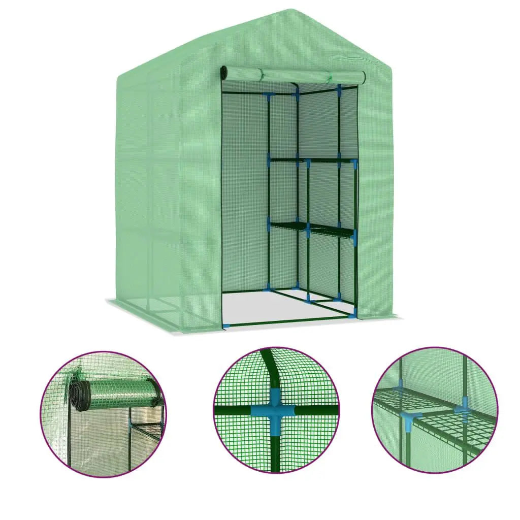 Greenhouse with Shelves Steel 56.3"x56.3"x76.8" at Set Shop and Smile