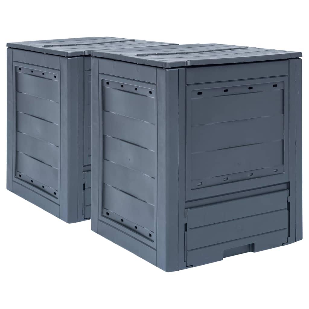 Garden Composters 2 pcs Gray 23.6"x23.6"x28.7" 137.4 gal at Set Shop and Smile