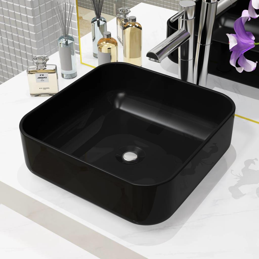 Basin Ceramic Square Black 15"x15"x5.3" at Set Shop and Smile