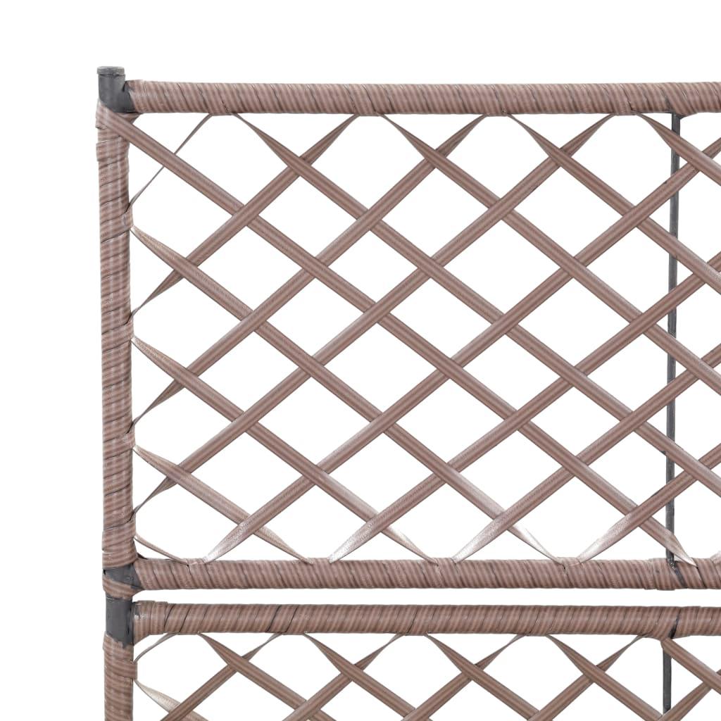 Trellis Raised Bed with 2 Pots 22.8"x11.8"x42.1" Poly Rattan Brown at Set Shop and Smile