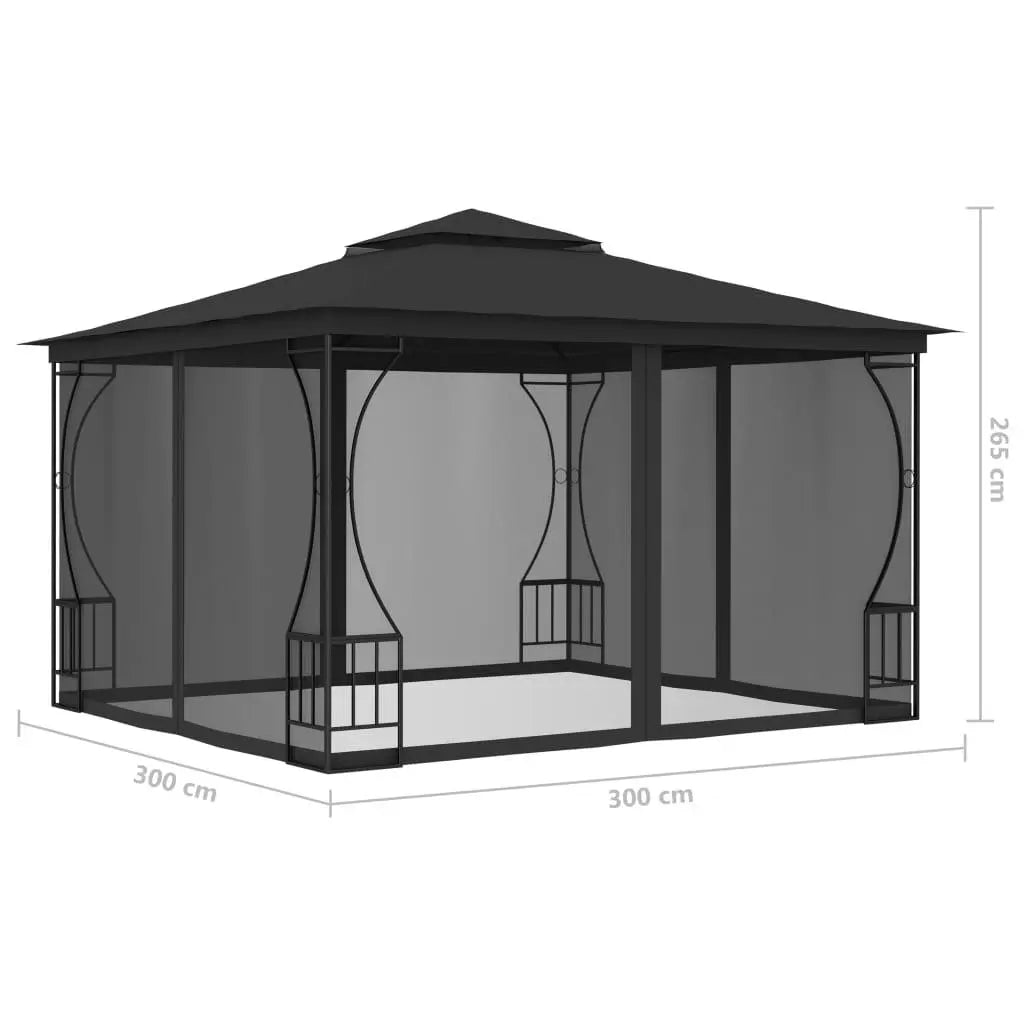 Gazebo with Nets 9.8'x9.8'x8.7' Anthracite at Set Shop and Smile