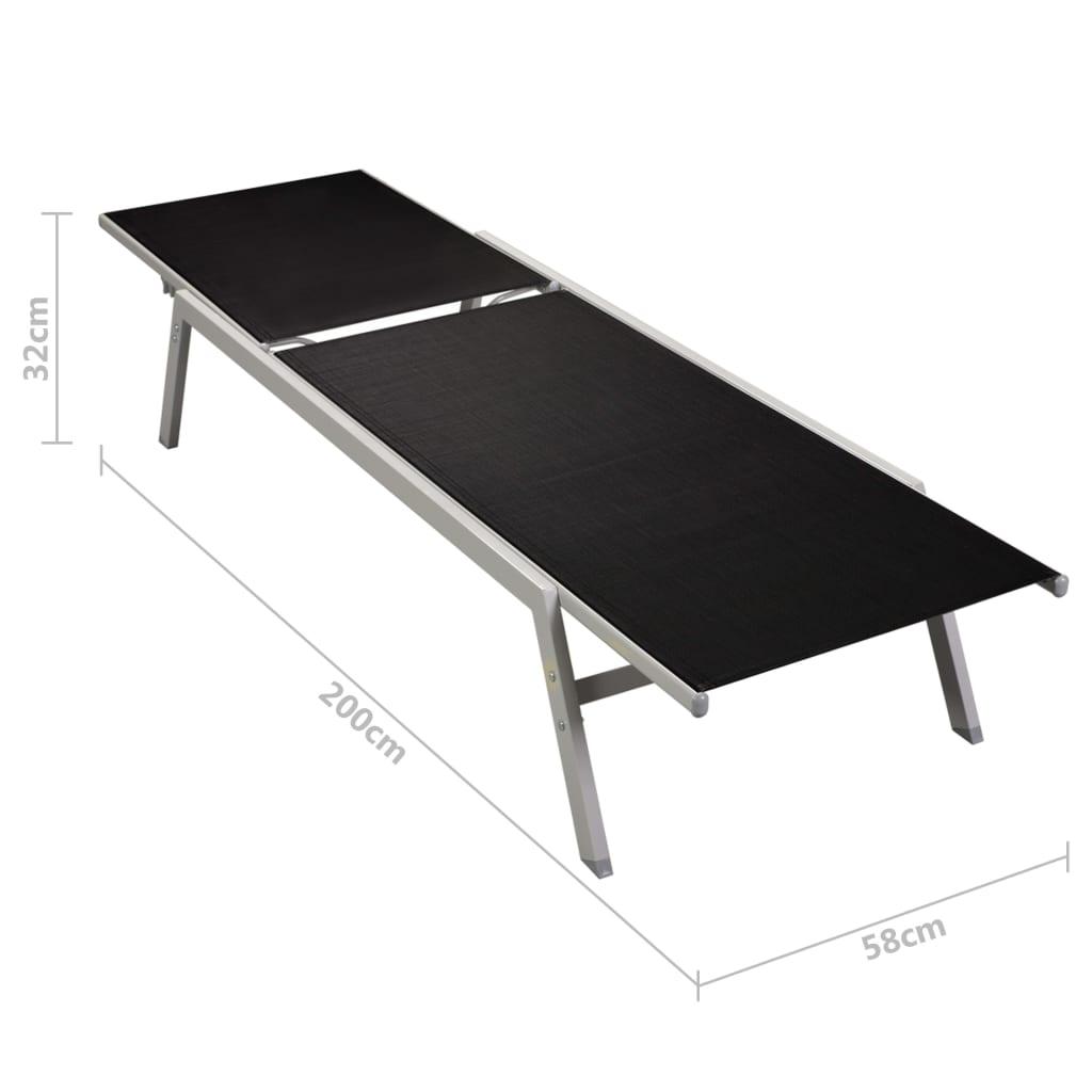 Sun Loungers 2 pcs with Table Steel and Textilene Black at Set Shop and Smile