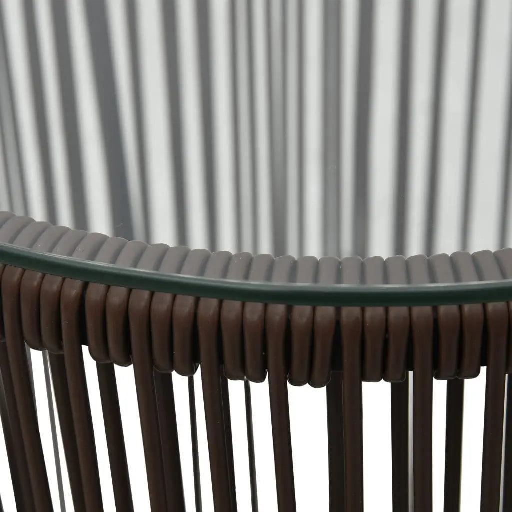 3 Piece Bistro Set with Cushions PE Rattan Brown at Set Shop and Smile