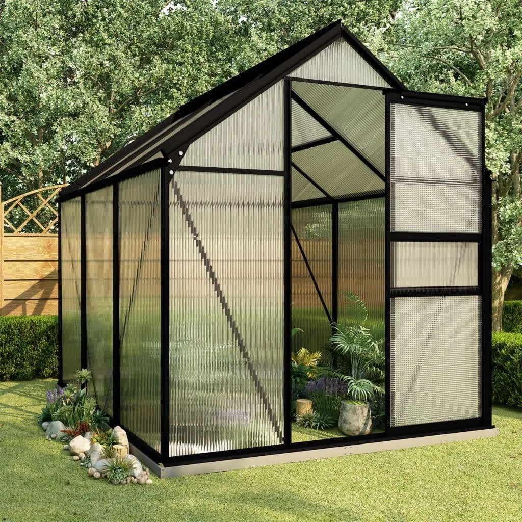 Greenhouse with Base Frame Anthracite Aluminum 38.9 ft² at Set Shop and Smile