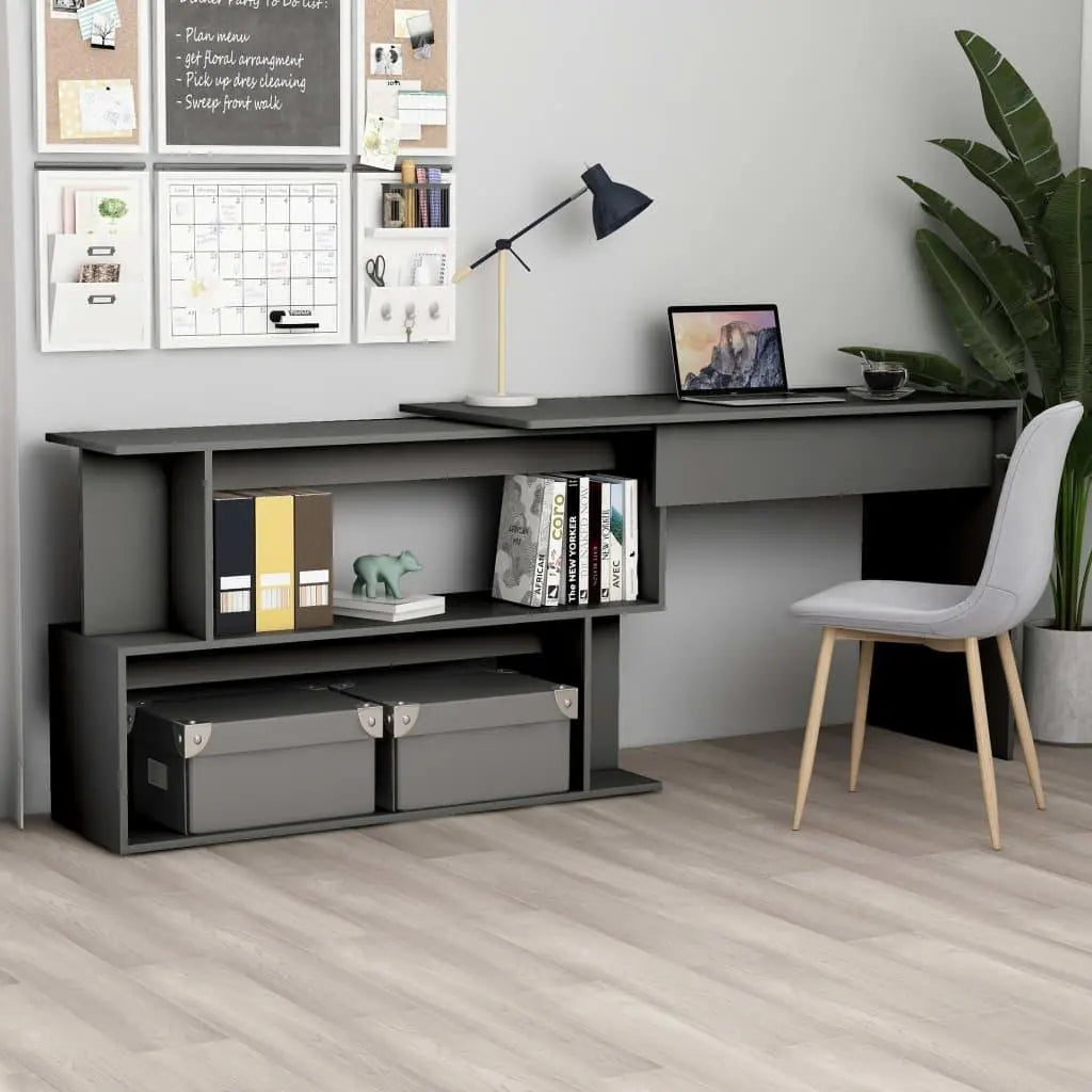 Corner Desk Gray 78.7"x19.7"x29.9" Engineered Wood at Set Shop and Smile