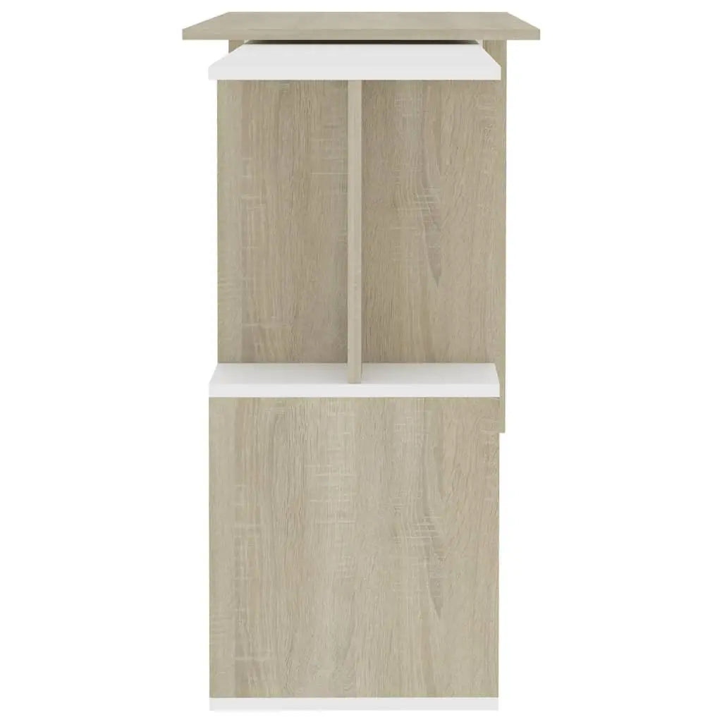 Corner Desk White and Sonoma Oak 78.7"x19.7"x29.9" Engineered Wood at Set Shop and Smile