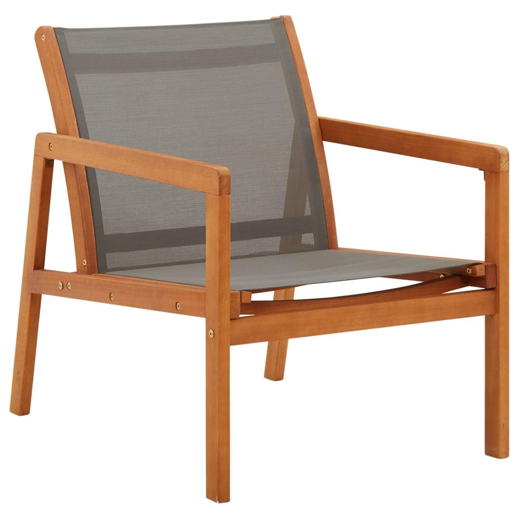 Patio Lounge Chair Gray Solid Wood Eucalyptus and Textilene at Set Shop and Smile