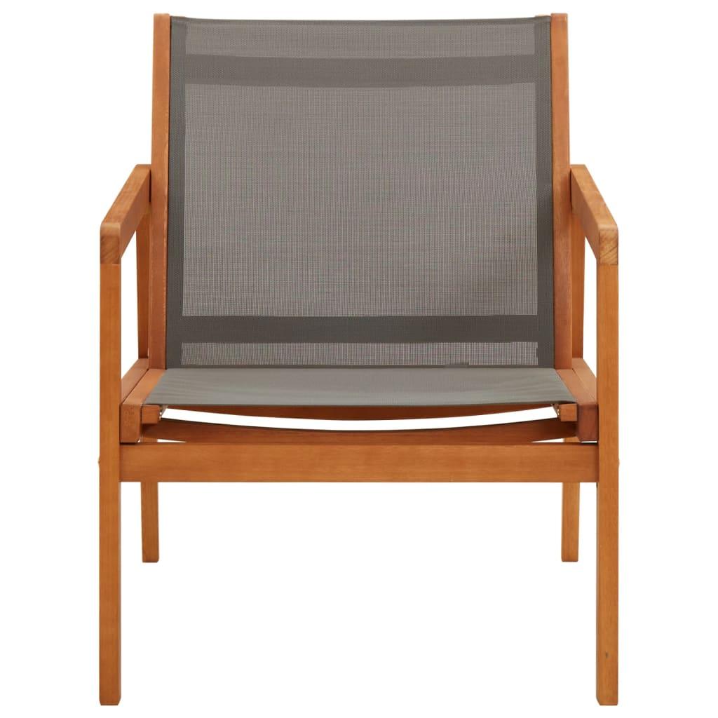 Patio Lounge Chair Gray Solid Wood Eucalyptus and Textilene at Set Shop and Smile