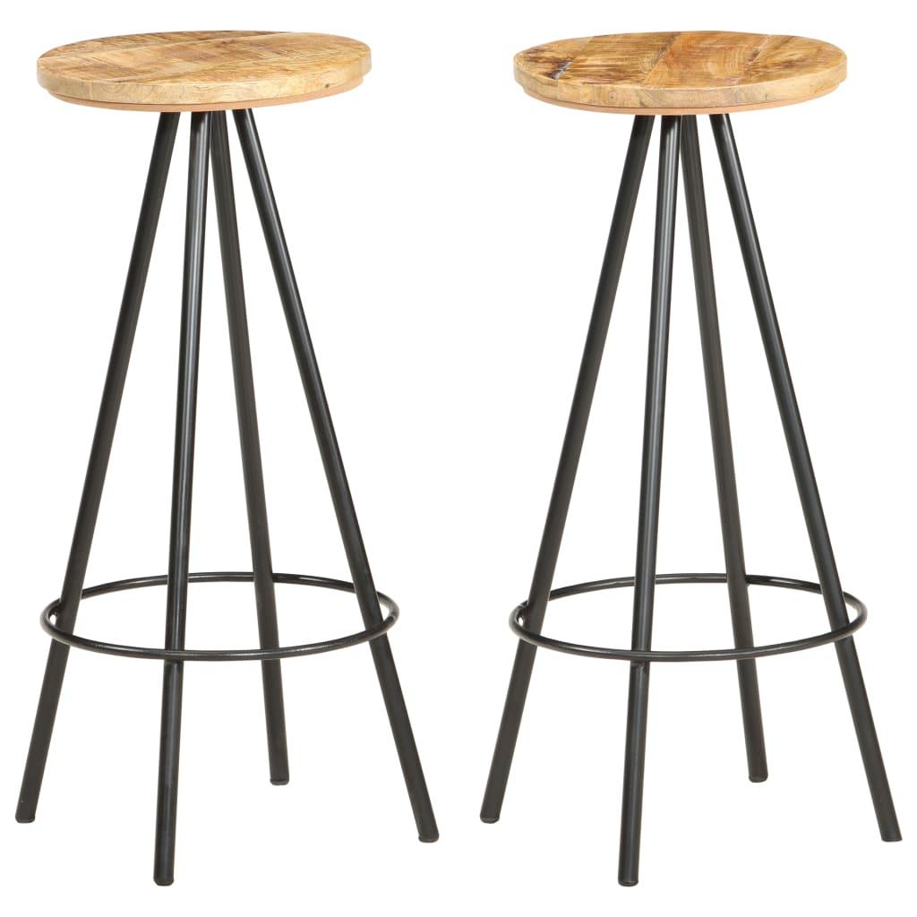 Bar Stools 2 pcs Rough Mango Wood at Set Shop and Smile