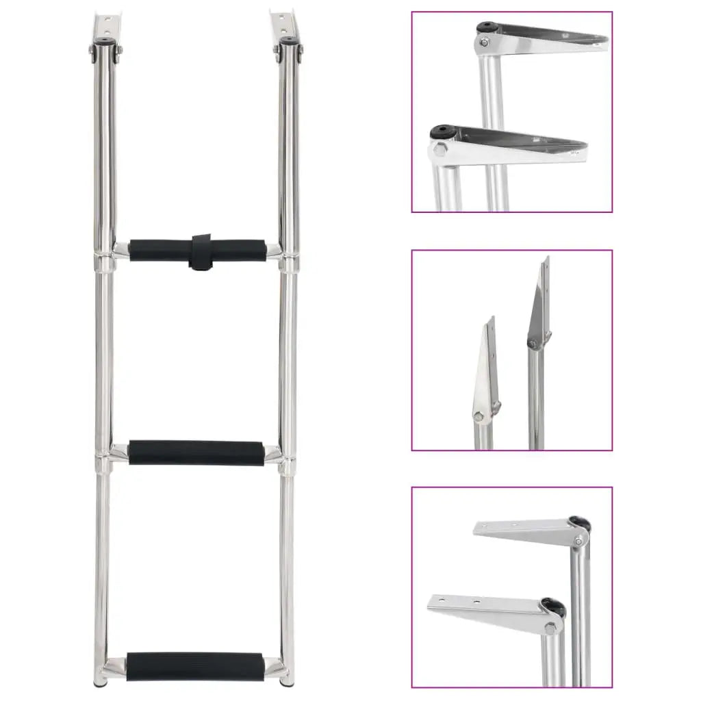 Folding Boarding Ladder 3-step Stainless Steel at Set Shop and Smile