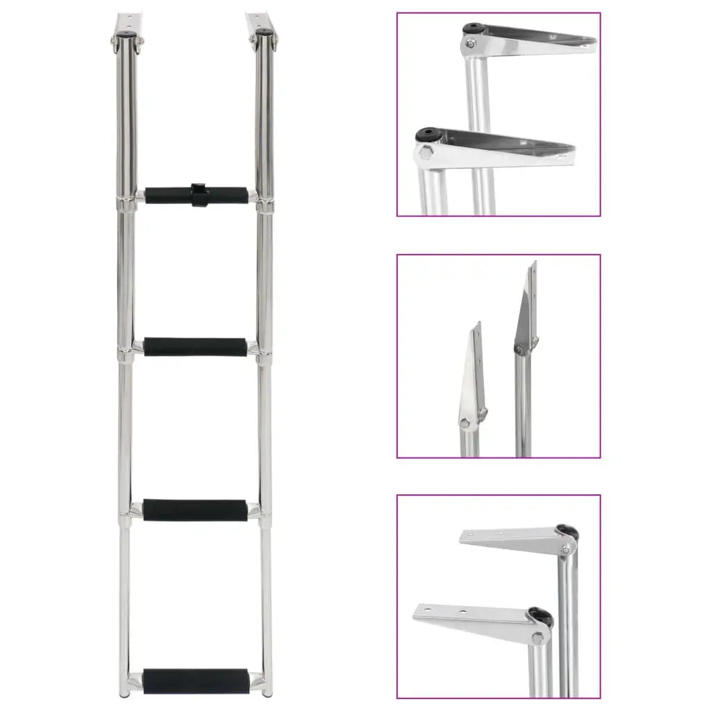 Folding Boarding Ladder 4-step Stainless Steel at Set Shop and Smile