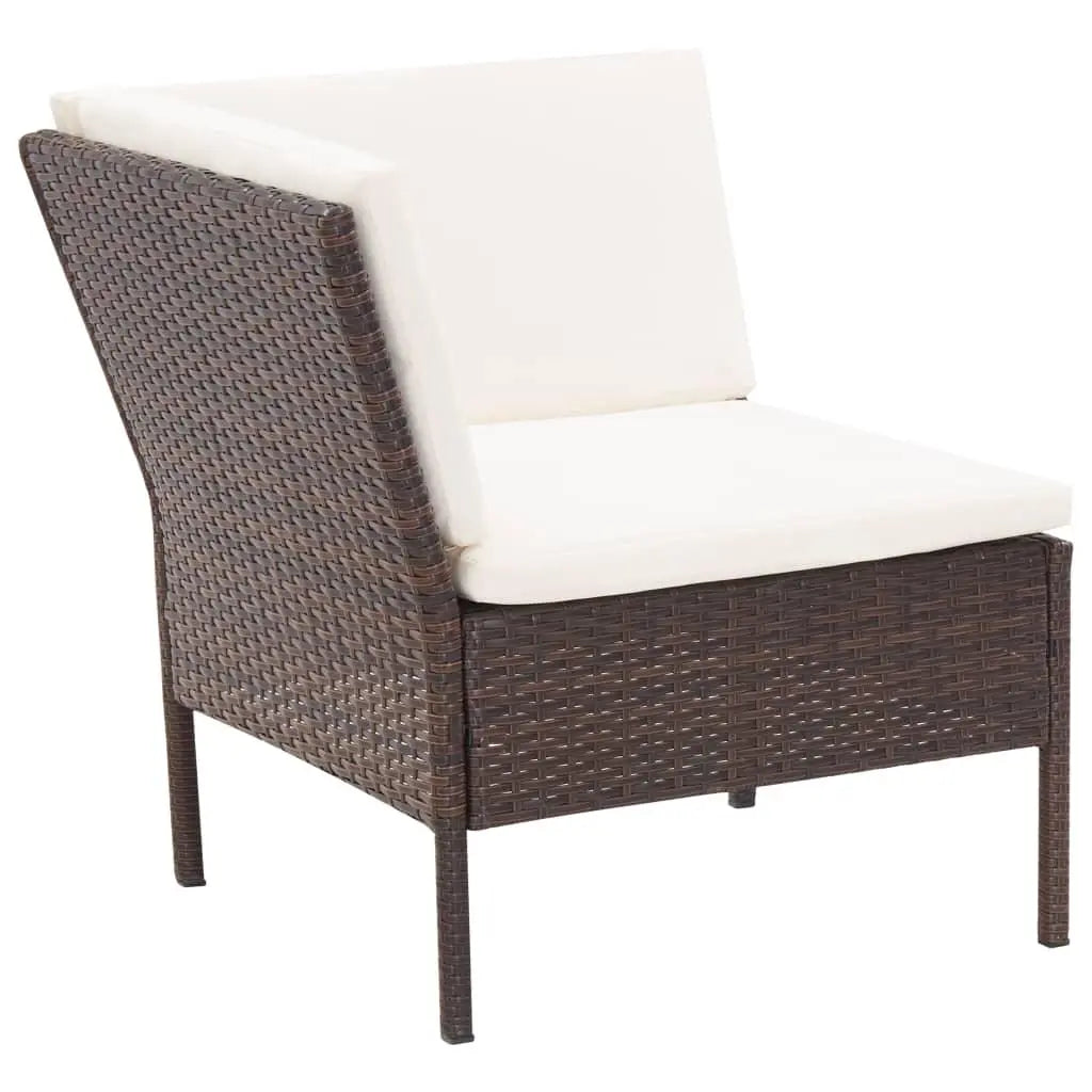 6 Piece Patio Lounge Set with Cushions Poly Rattan Brown at Set Shop and Smile