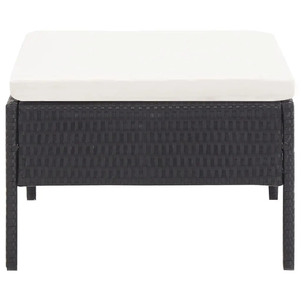 6 Piece Patio Lounge Set with Cushions Poly Rattan Black at Set Shop and Smile