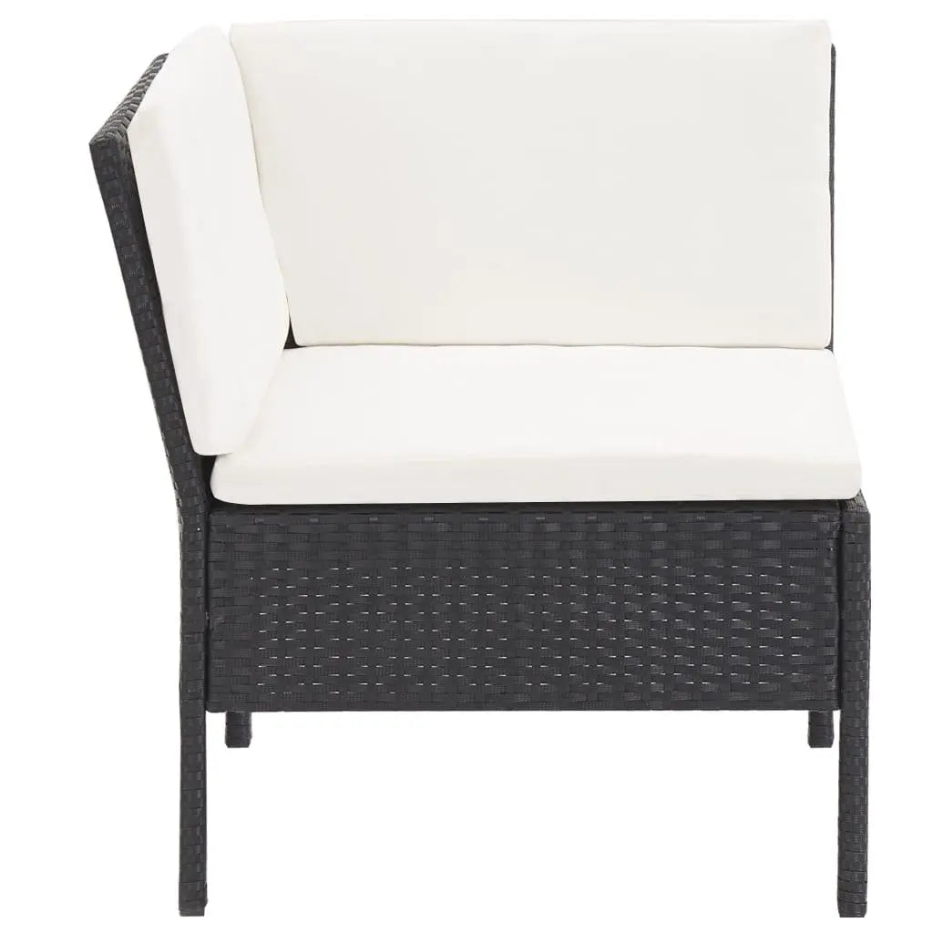 6 Piece Patio Lounge Set with Cushions Poly Rattan Black at Set Shop and Smile