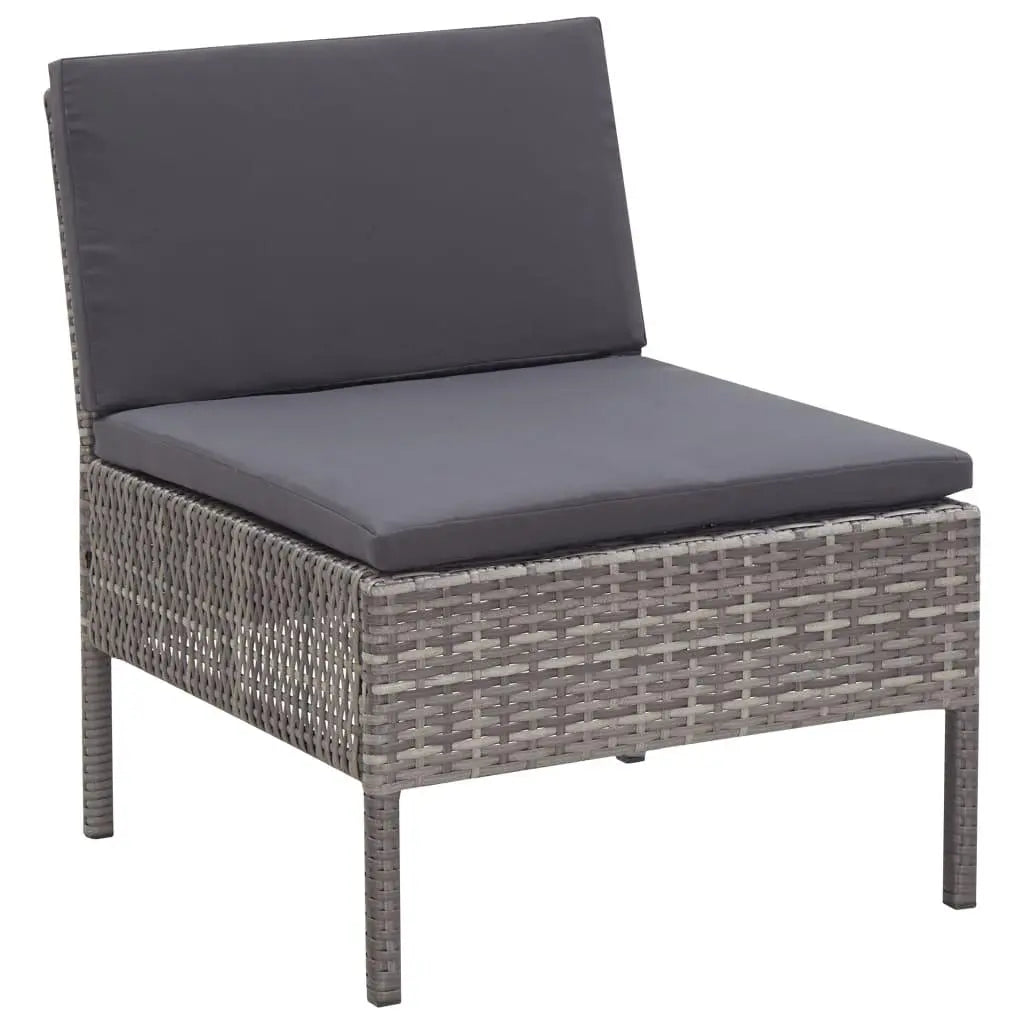 6 Piece Patio Lounge Set with Cushions Poly Rattan Gray at Set Shop and Smile