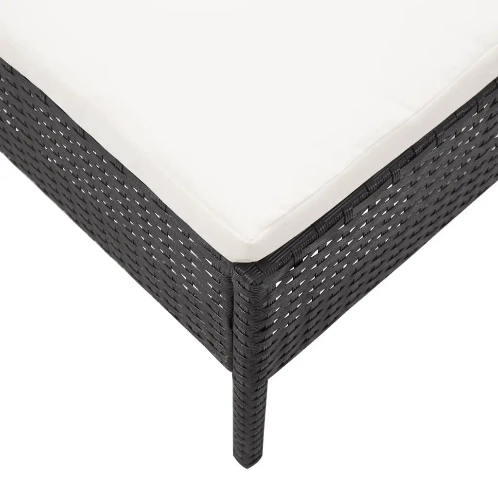 3 Piece Patio Lounge Set with Cushions Poly Rattan Black at Set Shop and Smile