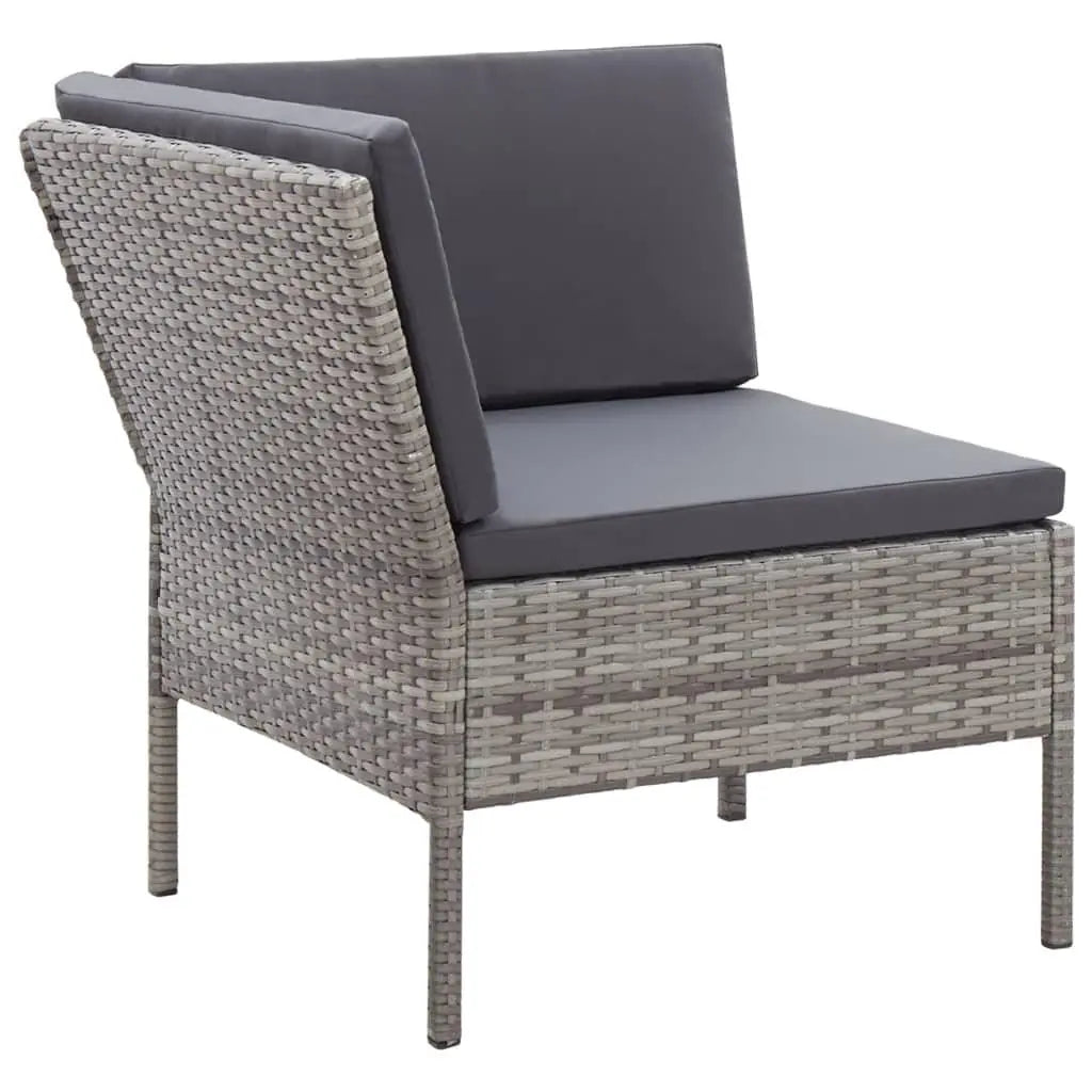 3 Piece Patio Lounge Set with Cushions Poly Rattan Gray at Set Shop and Smile