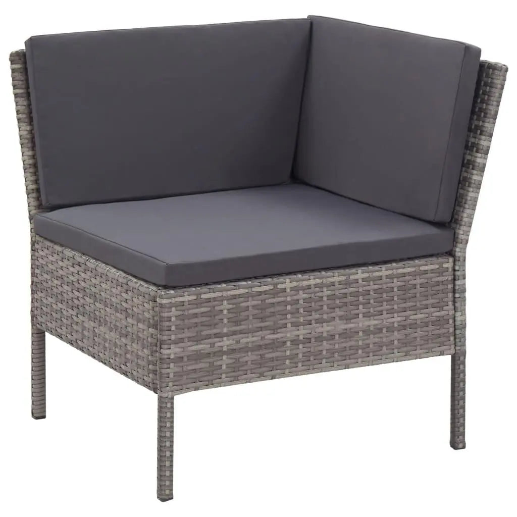3 Piece Patio Lounge Set with Cushions Poly Rattan Gray at Set Shop and Smile