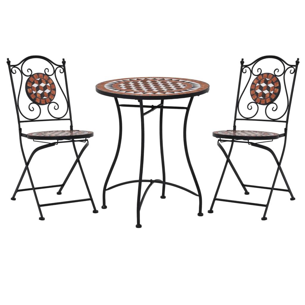 3 Piece Mosaic Bistro Set Ceramic Tile Terracotta at Set Shop and Smile