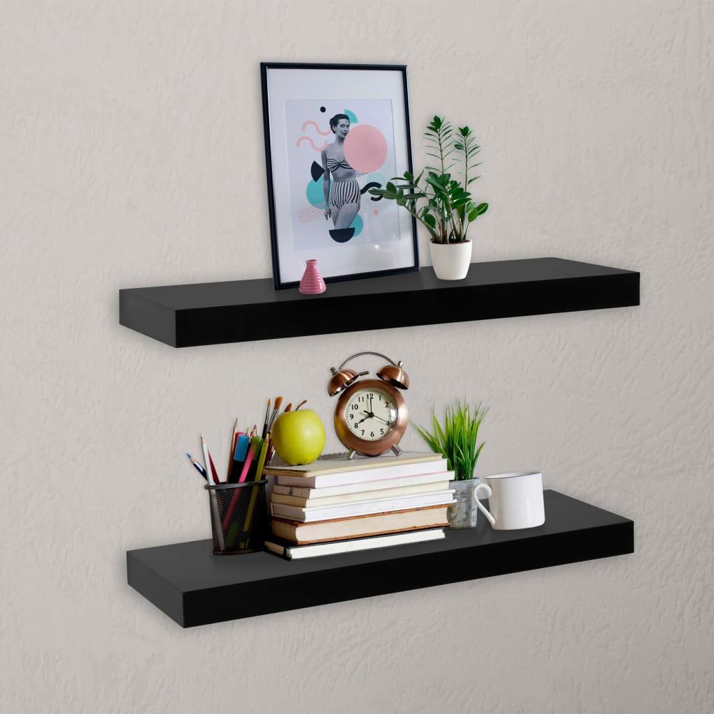 Floating Wall Shelves 2 pcs Black 15.7"x7.9"x1.5" at Set Shop and Smile