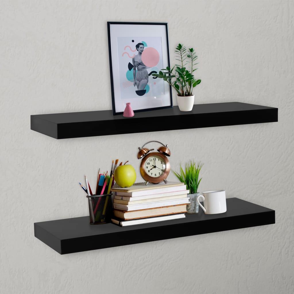 Floating Wall Shelves 2 pcs Black 31.5"x7.9"x1.5" at Set Shop and Smile