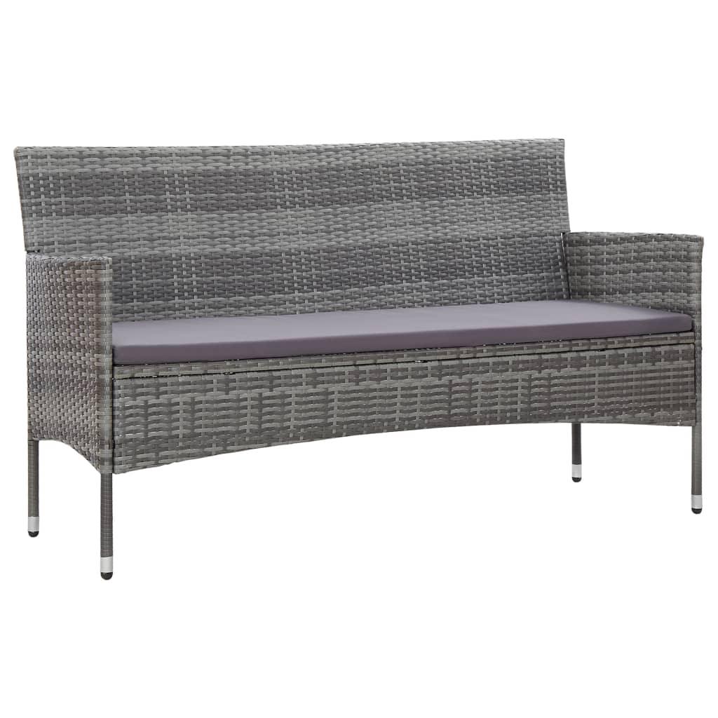 3-Seater Patio Sofa with Cushions Gray Poly Rattan at Set Shop and Smile