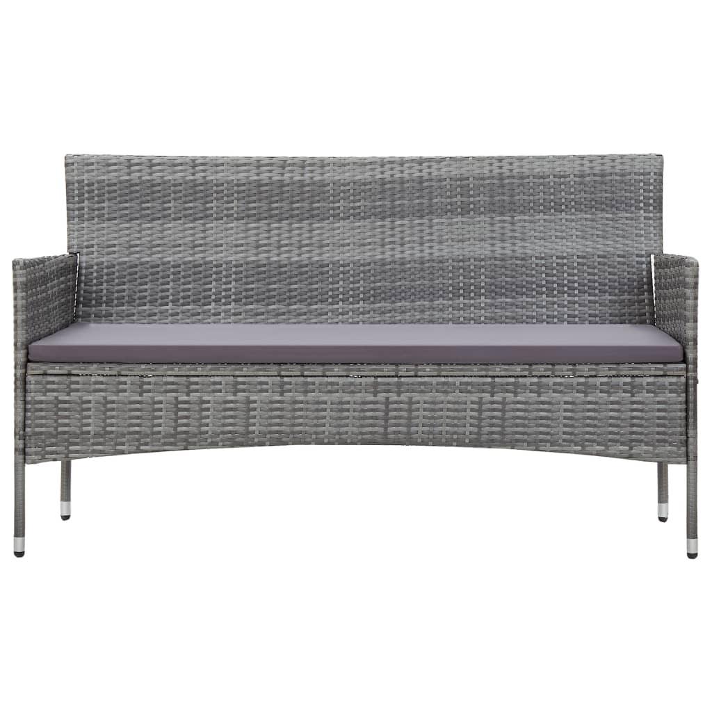 3-Seater Patio Sofa with Cushions Gray Poly Rattan at Set Shop and Smile