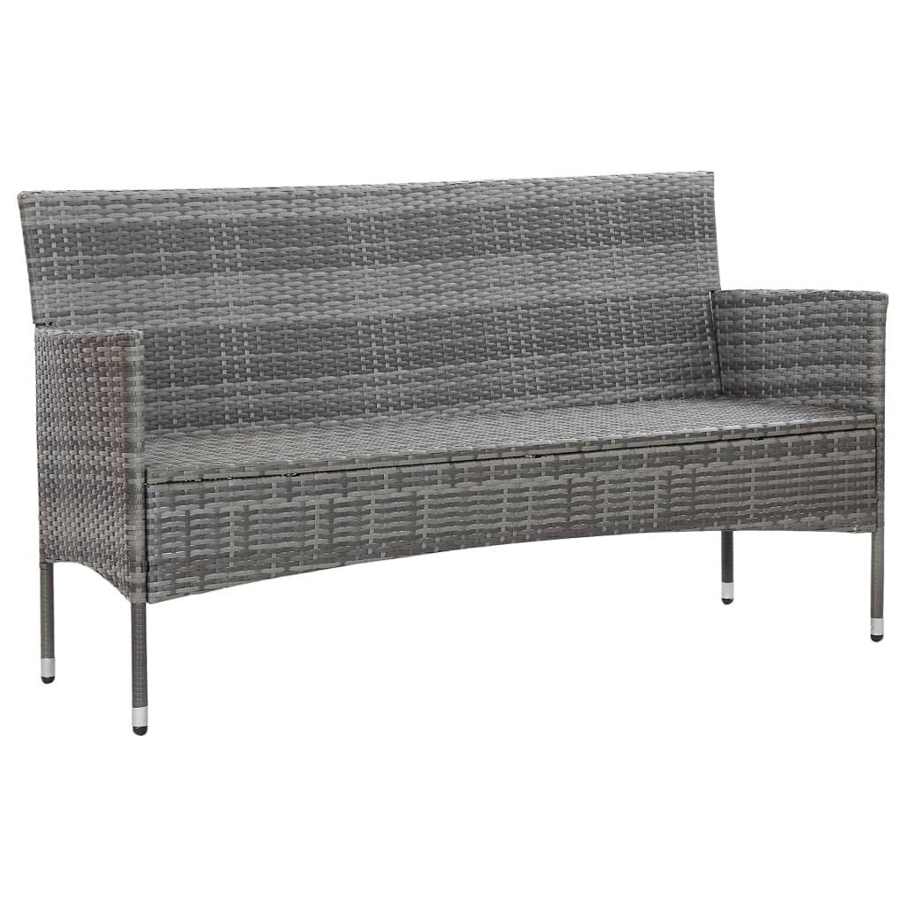3-Seater Patio Sofa with Cushions Gray Poly Rattan at Set Shop and Smile