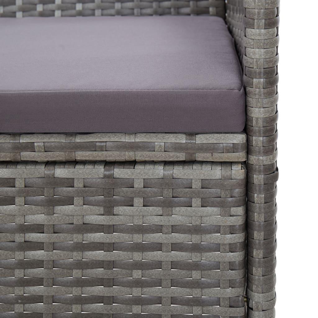 3-Seater Patio Sofa with Cushions Gray Poly Rattan at Set Shop and Smile